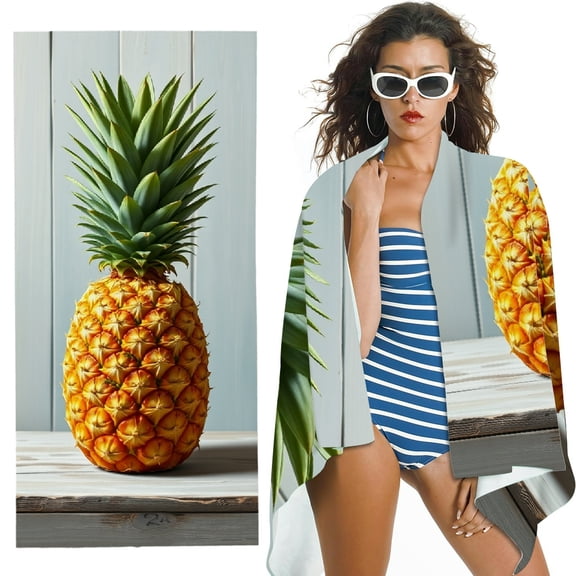 RKSupls Pineapple Minimalist Microfiber Beach Towel, Extra Large Quick Dry Lightweight Towel for Travel Swimming Camping, Soft Super Absorbent- 30x60 in