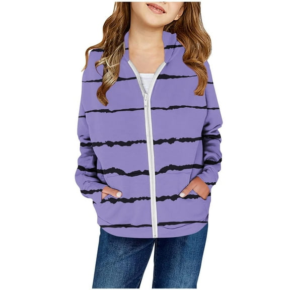 Girl'sStriped Cardigan Sweater Lightweight Zip Up Hoodie Cardigans Fall Casual Long Sleeve Tops 2025