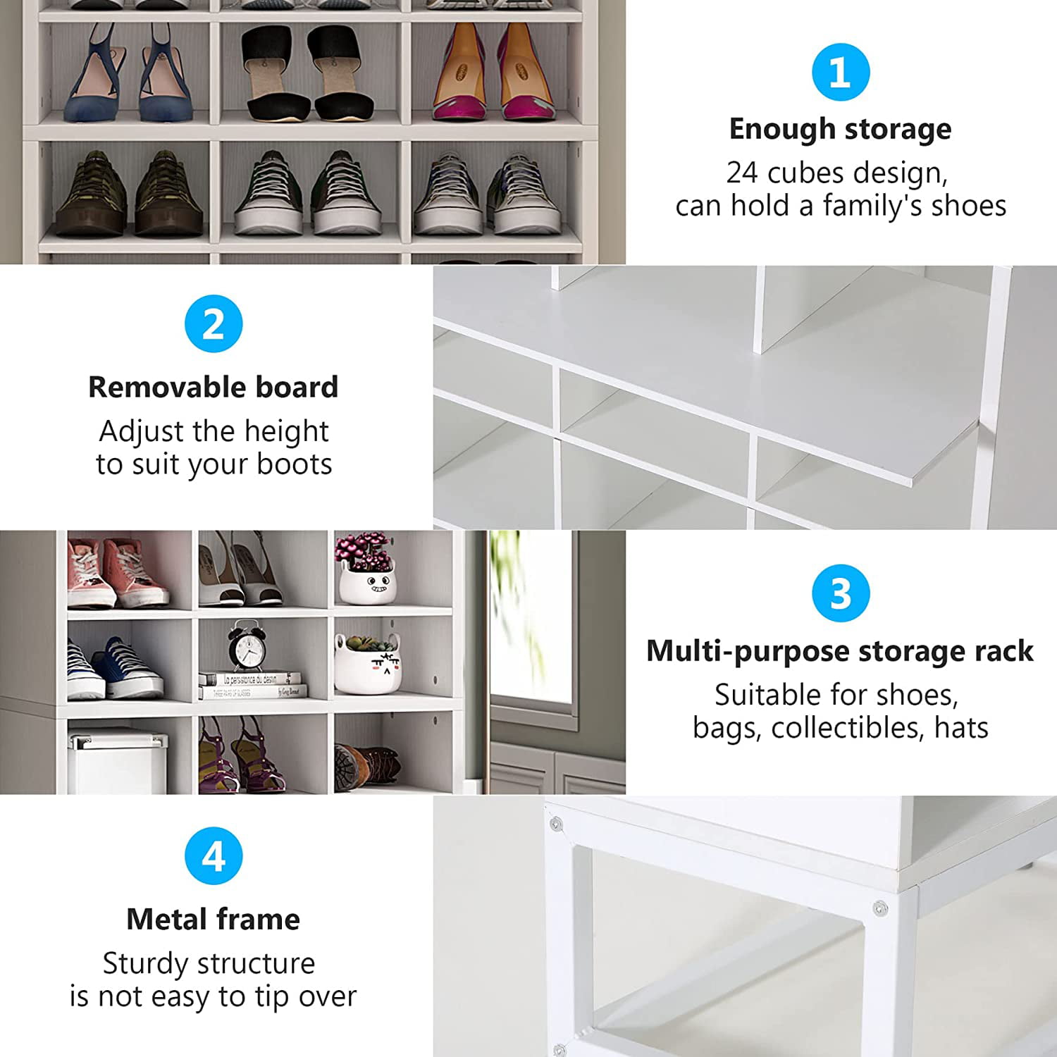 3-Tier Folding Shoe Rack White, 28-1/8 x 11-3/4 x 19 H | The Container Store