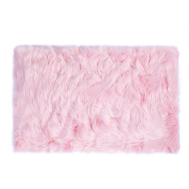 Unique Bargains Faux Sheepskin Rugs Plush Area Rug Light Pink 2x3 Feet