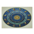 thumbnail image 1 of Astrology Cutting Board, Wheel of Astrological Signs Names Dates Moon Sun in Middle, Decorative Tempered Glass Cutting and Serving Board, Small Size, Blue Yellow and Cream, by Ambesonne, 1 of 1