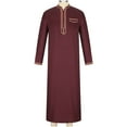 thumbnail image 6 of Dagegui Muslim Robe for Men Arab Long Sleeve Kaftan Islamic Arabic Thobe Ramadan Middle Islamic Cloth Shirt Gown Savings Clearance Deals Wine,3XL, 6 of 8
