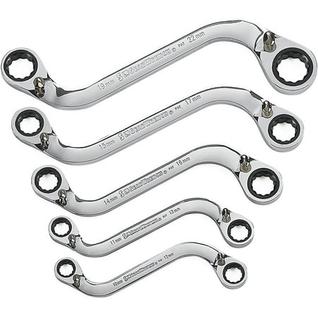 

ZXNYH 5 Pc. 12 Pt. Reversible S-Shape Double Box Ratcheting Wrench Set Metric - 85299