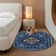 thumbnail image 2 of Boho Navy Blue Brown Round Area Rug 4Ft Washable Circle Rugs for Bedroom Dining Room, Ethnic Southwest Abstract Geometric Non-Slip Carpet Floor Mats Indoor Outdoor Carpet Runner Aesthetic Home Decor, 2 of 8