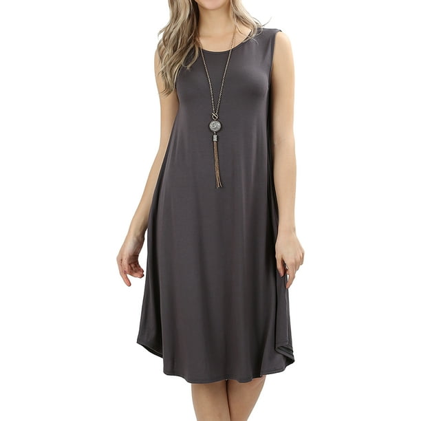 TheLovely Women & Plus Sleeveless Round Neck Knee Length Tunic Swing
