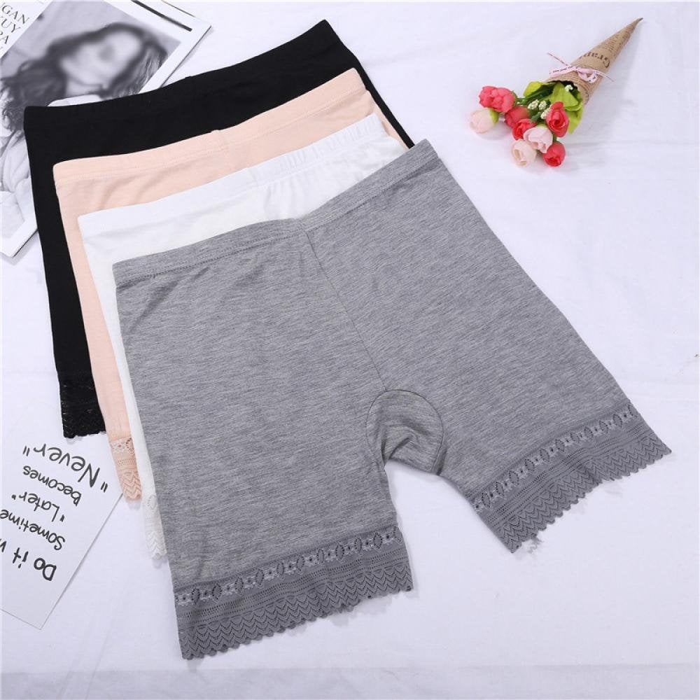 4 Pack Slip Shorts pour les Femmes Leggings Courts Mi Cuisse Legging avec Garniture en Dentelle Grande Taille Sous Short