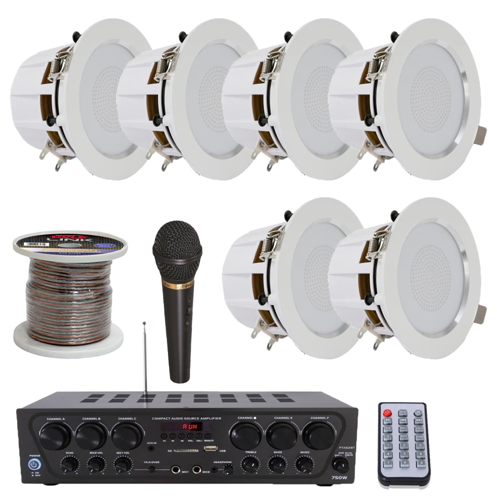 Lectronify 2Ch. Bluetooth Home Audio Amplifier, (6) 4 inch 2Way