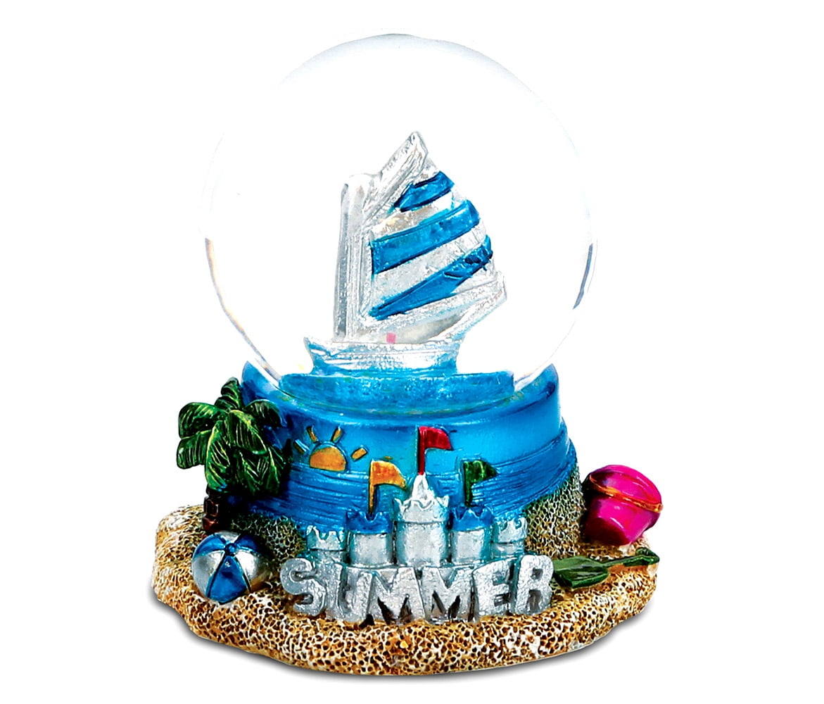 CoTa Global Resin Stone Cool Summer Sailboat Coastal Snow Globe (45mm), 2.75'