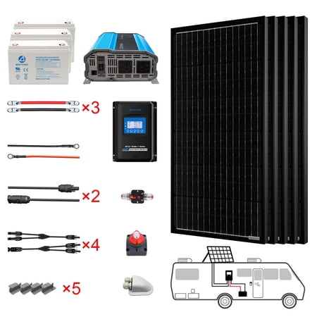 UPC: 0810073750043 | ACOPOWER 500W Mono Black RV Solar System