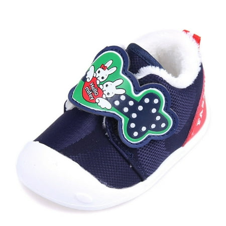 

Toyella Warm cotton shoes baby plus velvet non-slip toddler shoes Dark Blue 15