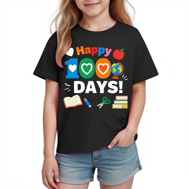 Tops de Manga Corta Linda con Impresión Gráfica Linda para Niños Niños Y Niñas, Camiseta Casual de la Temporada Escolar, Tela Transpirable Suave