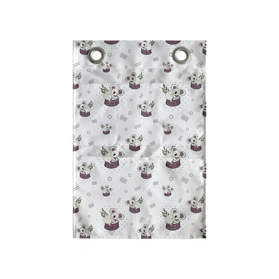 Animal Hanging Pocket Organizer, Bear Koalas Pattern on a Plain Background, Printed Polyester Storage Bag with Pockets, 14" x 20", White Mauve Taupe