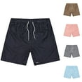 thumbnail image 2 of WREESH Men's Beach Shorts Swim Trunks Casual Fashion Stripe Printing Short Drawstring Elastic Waist Short Pants Orange, 2 of 4