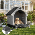 thumbnail image 5 of Dovov Plastic Dog House with Elevated Floor and Air Vents, Waterproof Doghouse Indoor Outdoor Dog Kennel with Porch, Large Puppy Shelter, Black Gray, 5 of 12