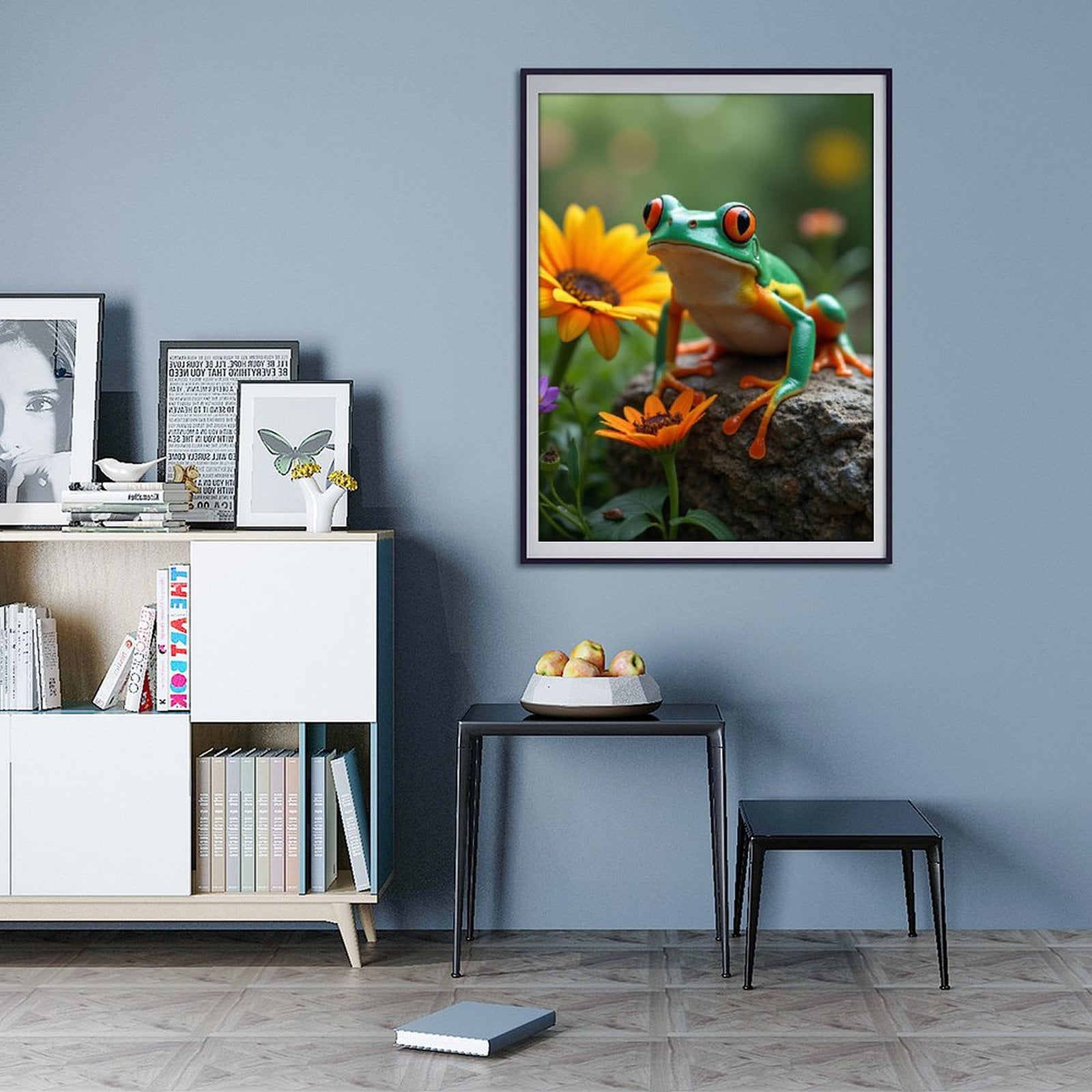 Diamond Art Kit for Adults, Frog On Rock With Colorful Flowers Diamond Painting for Adults Beginners, DIY Diamond Art Painting Kits, 5D Diamond Painting Crafts for Home Decor 12x16 Frameless
