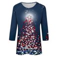 thumbnail image 4 of Offres Flash! Aqestyerly Hauts de Noël à Manches Longues pour Femmes Blouse Décontractée à Manches 3/4 Col Rond Imprimé de Noël, 4 of 4