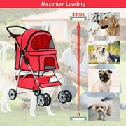 BestPet, Cat Carrier Stroller, 4 Wheels, Red