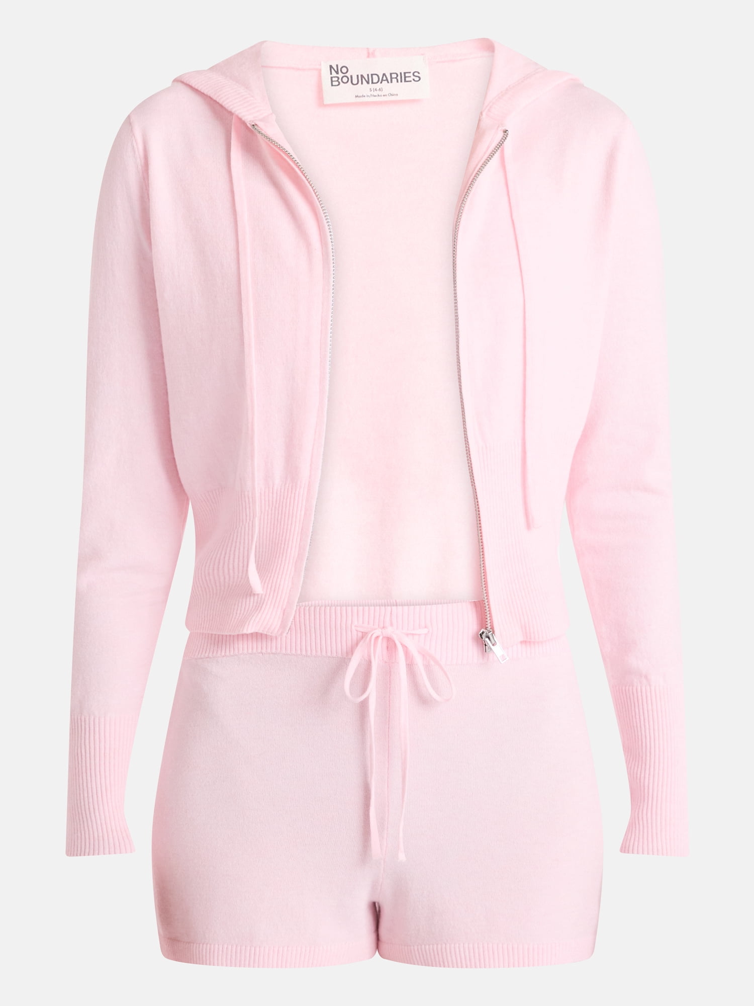 No Boundaries Sweater Hoodie and Shorts Set, 2-Piece, Women’s