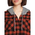 thumbnail image 2 of Time and Tru Women's Hooded Crop Flannel Shirt, Sizes XS-XXXL, 2 of 5