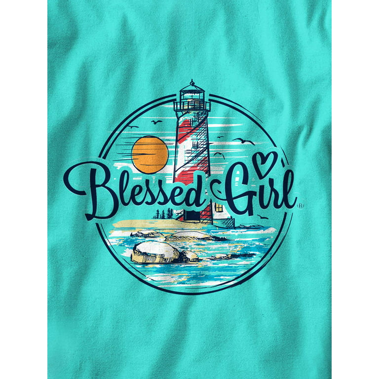 Blessed Girl Womens T-Shirt - Light House - Ocean Blue