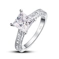 thumbnail image 4 of JeenMata Anillo de Compromiso de Moissanita de Corte Princesa de 1,75 Quilates - Conjunto Nupcial - Anillo Pavé - Anillo de Promesa - Oro Blanco de 18 K sobre Plata, 4 of 5