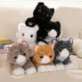 thumbnail image 2 of 40cm Cute Simulated Cat Doll Plush Toy Stuffed Soft Animal Plush White Black Kitten Pillow Kids Girls Birthday Gift Pet Toys, 2 of 9