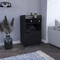thumbnail image 2 of Nmkwnr 35" H Wood Bar Cart with 2 Shelves and Wine Rack and Wheels, Perfect for Living Room, Bar, Dining Room, Black, 2 of 7