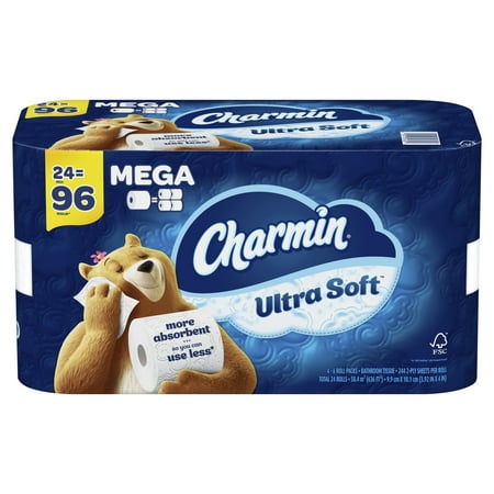 Charmin Ultra Soft Toilet Paper 24 Mega Roll, 244 Sheets Per Roll