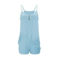 thumbnail image 2 of Npasoilc Jumpsuit for Womens Summer Casual Sleeveless Rompers Loose Strap Shorts With Pockets, 2 of 6