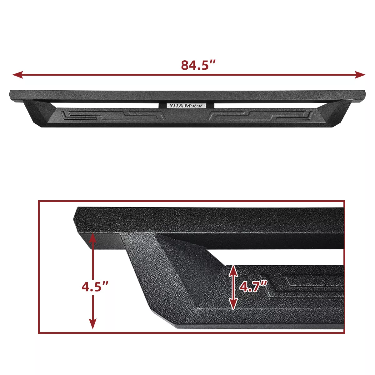 RVNI Running Board for 2020-2023 2024 Jeep Gladiator JT 4 Door Steel Drop Off-Road Side Step Bars Powder