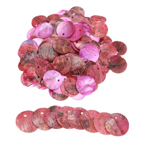 Uxcell 120Pcs Capiz Shells 1.5cm/0.6" Round Natural Shells with 2 Holes for DIY Craft Decoration, Rose Red