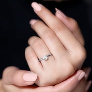 Rosec Jewels Certified Moissanite Solitaire Promise Ring for Women - 5 mm - 0.50 Ct - D-VS1 Grade, 14K White Gold, US 5.00