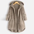 thumbnail image 2 of Plus Size Women Jacket Long Sleeve Button Front Pocket Hooded Outerwear Coat for Casual Comfort, 2 of 8