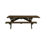 HomeRoots Dark Brown Solid Wood Outdoor Picnic Table Umbrella Hole