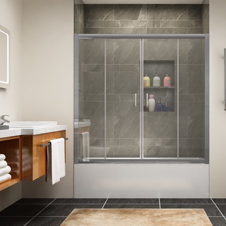 Sunny Shower 60 X 62 Double Sliding Semi Frameless Bathtub Glass