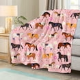 thumbnail image 4 of Yibo Pink Cartoon Horse Blanket Flannel Soft and Comfortable Anti-static Bed Sofa Blanket, 4 of 9