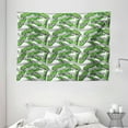 thumbnail image 1 of Banana Leaf Tapestry, Banana Leaves Color Digital Paintbrush Effect Exotic Boho Design, Wall Hanging for Bedroom Living Room Dorm Decor, 80W X 60L Inches, Light Grey Hunter Green, by Ambesonne, 1 of 2