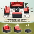 thumbnail image 3 of Homall 9 Pieces Rattan Patio Furniture Conversation Set Outdoor Sectional Sofa for Backyard,Red, 3 of 8