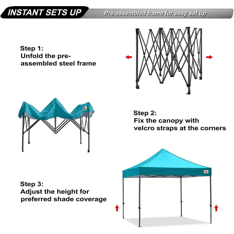 ABCCANOPY Gazebo Pop-up 2.5x2.5m Impermeabile UPF50+ Con Borsa A Rotelle, 4 Sacchi Pesi, Pali E Corde – Colore Viola - 6