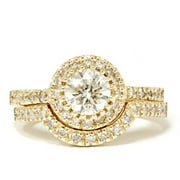 Pompeii 14k Yellow Gold 1 1/2ct Diamond Halo Engagement Wedding Ring Matching (H-I,I1)