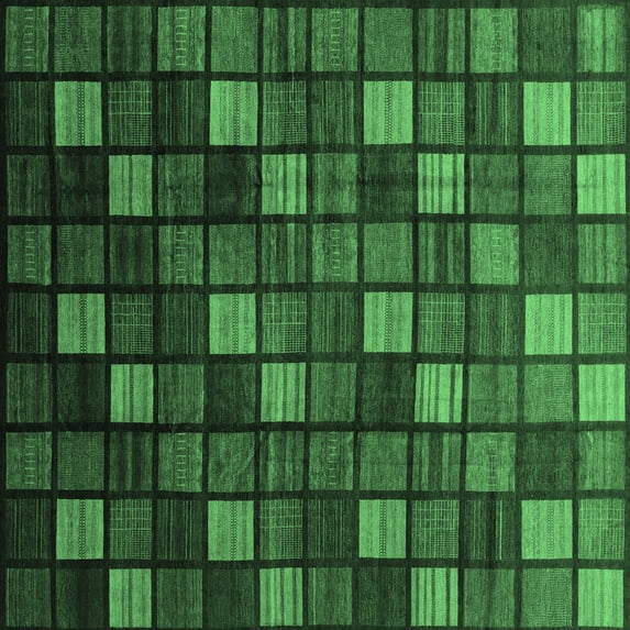 Ahgly Company Indoor Square Oriental Emerald Green Modern Area Rugs, 6' Square
