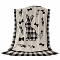 thumbnail image 6 of Easter Bunny Blanket Soft Cozy Warm Throw Blanket for Couch, Plush Fuzzy Flannel Fleece Blankets for Sofa, Srping Abstract Bunnies Carrot Bow Silhouettes Bed Blankets Gifts for Men, 40"x60", 6 of 9