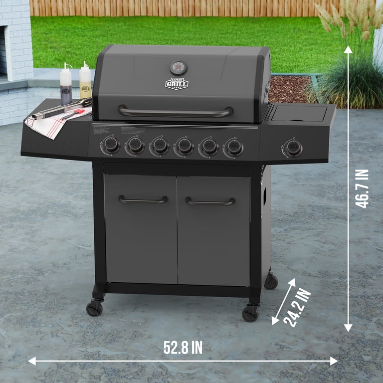 Expert Grill 6-Burner Propane Gas Grill with Side Burner and Side