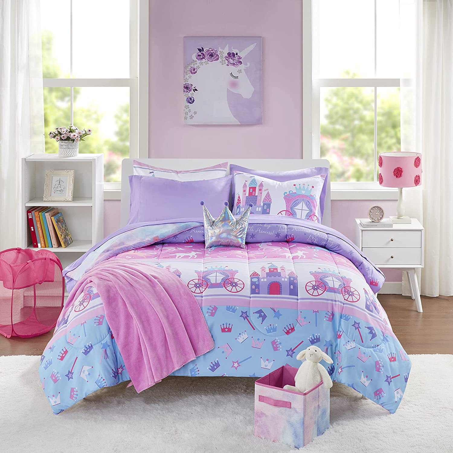 Fairy Tale Princess Castles, Unicorns & Carriages Twin 9 Piece