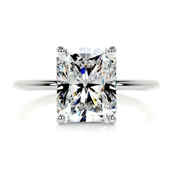 Blue Jewel Silver 14K White Gold Over Ring - Excellent 2 Ct Radiant Cut Diamond Ring - Simple Diamond Ring for Her - Solo Stone Diamond Ring for Her - Solitaire Diamond Rings for Her - Gifts for Her