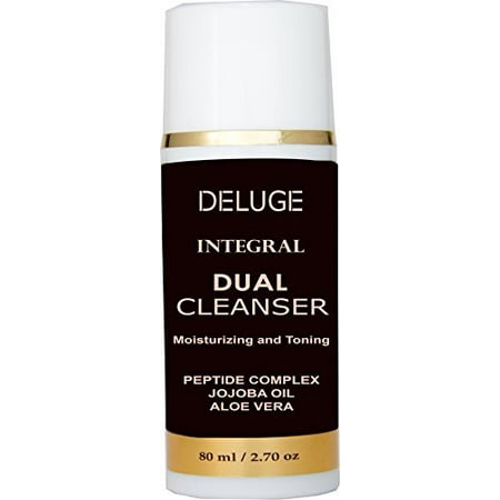 DELUGE - CREAM CLEANSER, MOISTURIZING AND TONING WITH PEPTIDES COMPLEX, AMINO ACIDS, SHEA BUTTER, JOJOBA OIL, 100% ORGANIC OILS. 70% ORGANIC. NON-FOAMING MAKEUP REMOVER. ANTI- AGING FACE (Best Organic Makeup Products)