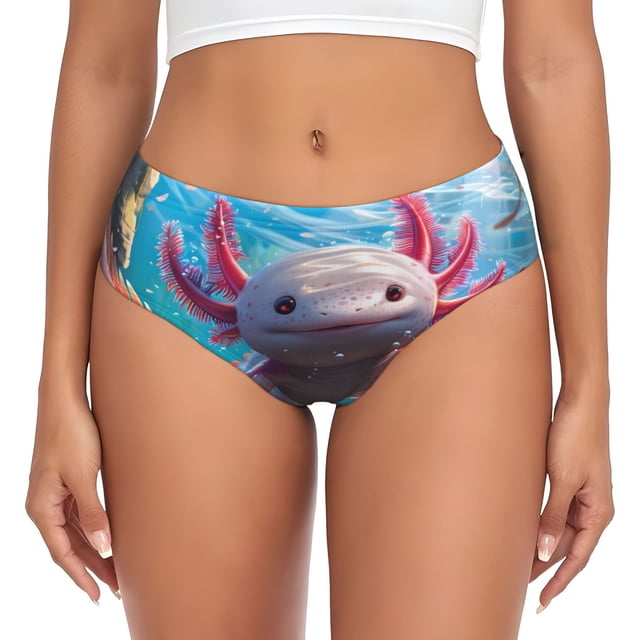 Fotbe Cute Underwater Axolotl Calzones Estampados para Mujer – Ropa Interior de Algodón, Cómoda, Suave y Elástica-Medium