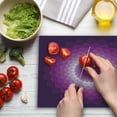 thumbnail image 3 of Purple Cutting Board, Graphic Carnation Flower Optical Illusion Symmetric Vibrant Display, Decorative Tempered Glass Cutting and Serving Board, Large Size, Purple Magenta White, by Ambesonne, 3 of 5