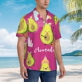 thumbnail image 3 of Fotbe Pink Green Avocado Camisa Hawaiana para Hombre Unisex – Camisa Casual de Verano con Botones de Manga Corta de Algodón y Lino,XX-Large, 3 of 7