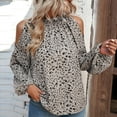 thumbnail image 6 of LEAVINGSUO Long Sleeve Shirts for Women, Fall Womens Tops Womens Summer Casual Floral Printing Round Neck Long Sleeve Off Shoulder Tops Loose Blouses, 6 of 7